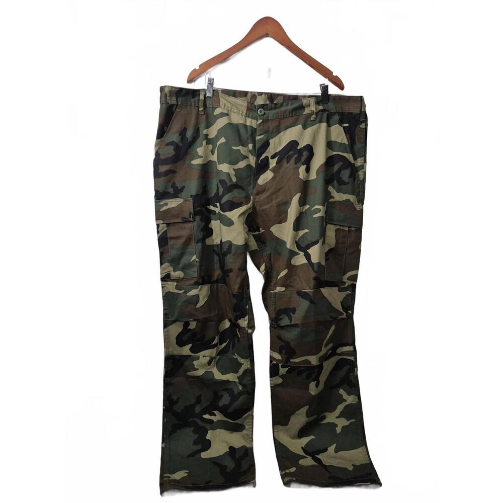 Nwot Backbone Mens Green Camo Print Pant Cargo Style Button Fly Cotton Polyester